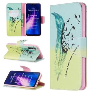 For Xiaomi Redmi Note 8 Colored Drawing Horizontal Flip Leather Case with Holder & Card Slots & Wallet(Feather Bird)