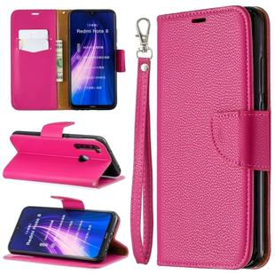 For Xiaomi Redmi Note 8 Litchi Texture Pure Color Horizontal Flip PU Leather Case with Holder & Card Slots & Wallet & Lanyard(Rose Red)