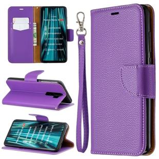 For Xiaomi Redmi Note 8 Pro Litchi Texture Pure Color Horizontal Flip PU Leather Case with Holder & Card Slots & Wallet & Lanyard(Purple)