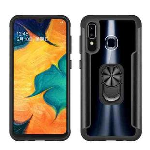 For Samsung Galaxy A50 / A50s / A30s PC +TPU + Metal Shockproof Protective Case with Ring Holder(Black)