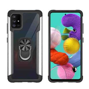 For Samsung Galaxy A51 PC +TPU + Metal Shockproof Protective Case with Ring Holder(Silver)