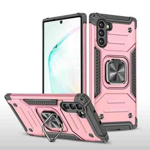 For Samsung Galaxy Note 10 Magnetic Armor Shockproof TPU + PC Case with Metal Ring Holder(Rose Gold)