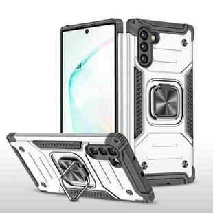 For Samsung Galaxy Note 10 Magnetic Armor Shockproof TPU + PC Case with Metal Ring Holder(Silver)