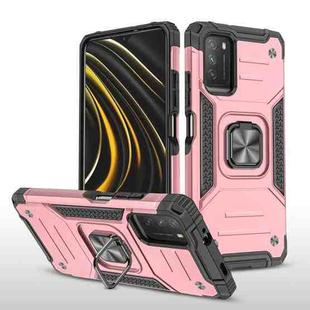For Xiaomi Poco M3 Magnetic Armor Shockproof TPU + PC Case with Metal Ring Holder(Rose Gold)
