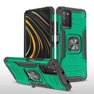For Xiaomi Poco M3 Magnetic Armor Shockproof TPU + PC Case with Metal Ring Holder(Dark Green)