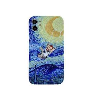For iPhone 12 mini Colored Drawing Pattern Fine Hole IMD Shockproof TPU Protective Case (Starry Sky)