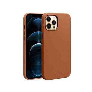 For iPhone 12 Pro Max QIALINO Nappa Leather Shockproof Magsafe Case(Brown)