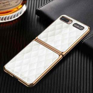 For Samsung Galaxy Z Flip 5G GKK Plating Glass + PC Foldable Painted Pattern Case(White Grid)