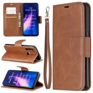 For Xiaomi Redmi Note 8 Retro Lambskin Texture Pure Color Horizontal Flip PU Leather Case with Holder & Card Slots & Wallet & Lanyard(Brown)