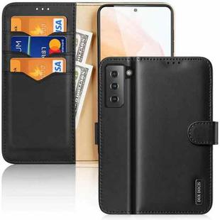 For Samsung Galaxy S21 5G DUX DUCIS Hivo Series Cowhide + PU + TPU Leather Horizontal Flip Case with Holder & Card Slots(Black)