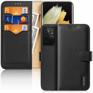 For Samsung Galaxy S21 Ultra 5G DUX DUCIS Hivo Series Cowhide + PU + TPU Leather Horizontal Flip Case with Holder & Card Slots(Black)