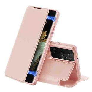 For Samsung Galaxy S21 Ultra 5G DUX DUCIS Skin X Series PU + TPU Horizontal Flip Leather Case with Holder & Card Slots(Rose Gold)