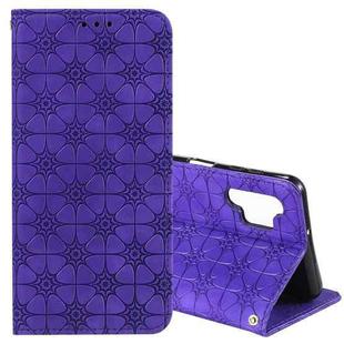 For Samsung Galaxy A32 5G Lucky Flowers Embossing Pattern Magnetic Horizontal Flip Leather Case with Holder & Card Slots(Purple)