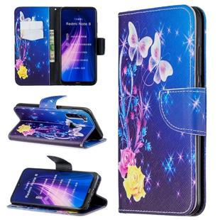 For Xiaomi Redmi Note 8 Colored Drawing Horizontal Flip Leather Case with Holder & Card Slots & Wallet(Flower Butterfly)