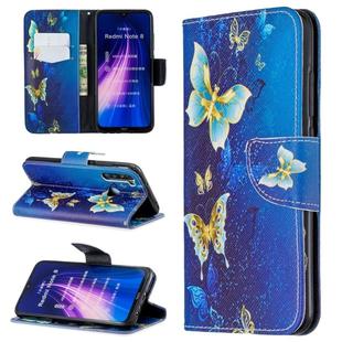 For Xiaomi Redmi Note 8 Colored Drawing Horizontal Flip Leather Case with Holder & Card Slots & Wallet(Golden Butterfly)