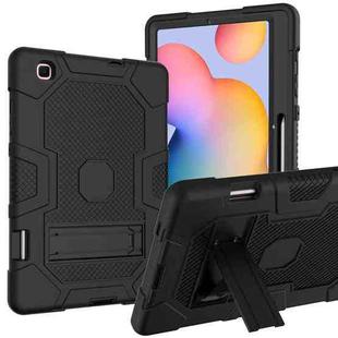 For Samsung Galaxy Tab S6 Lite P610 Contrast Color Robot Shockproof Silicone + PC Protective Case with Holder (Black)