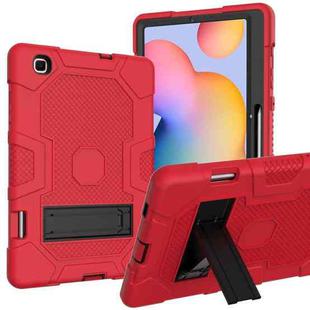 For Samsung Galaxy Tab S6 Lite P610 Contrast Color Robot Shockproof Silicone + PC Protective Case with Holder (Red Black)