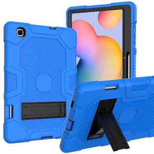 For Samsung Galaxy Tab S6 Lite P610 Contrast Color Robot Shockproof Silicone + PC Protective Case with Holder (Dark Blue Black)