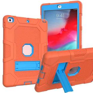 Contrast Color Robot Shockproof Silicone + PC Protective Case with Holder For iPad 9.7 (2018 / 2017)(Orange Blue)