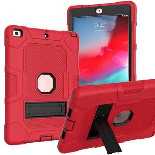 Contrast Color Robot Shockproof Silicone + PC Protective Case with Holder For iPad 9.7 (2018 / 2017)(Red Black)