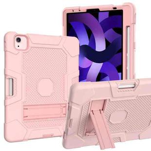 Contrast Color Robot Shockproof Silicone + PC Protective Case with Holder For iPad Air 2022 / 2020 10.9 inch(Rose Gold)