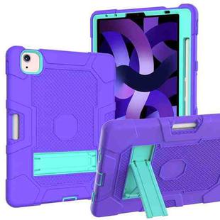 Contrast Color Robot Shockproof Silicone + PC Protective Case with Holder For iPad Air 2022 / 2020 10.9 inch(Purple Mint Green)