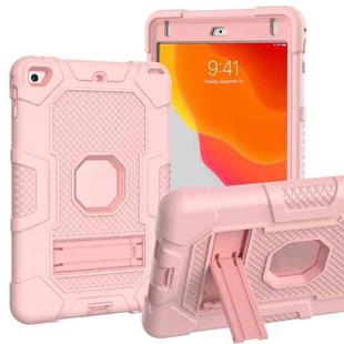 Contrast Color Robot Shockproof Silicone + PC Protective Case with Holder For iPad mini 5 / 4(Rose Gold)