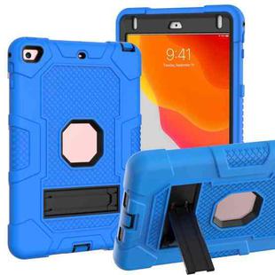 Contrast Color Robot Shockproof Silicone + PC Protective Case with Holder For iPad mini 5 / 4(Dark Blue Black)