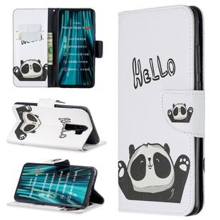 For Xiaomi Redmi Note 8 Pro Colored Drawing Horizontal Flip Leather Case with Holder & Card Slots & Wallet(Hello Panda)