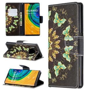 For Huawei Mate 30 Pro Colored Drawing Horizontal Flip Leather Case with Holder & Card Slots & Wallet(Semicircle Butterfly)