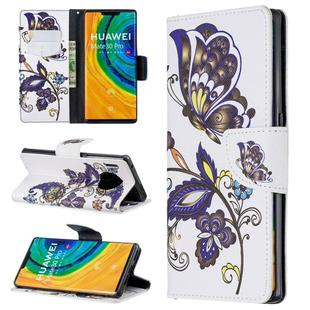 For Huawei Mate 30 Pro Colored Drawing Horizontal Flip Leather Case with Holder & Card Slots & Wallet(White Butterfly)