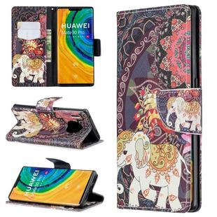 For Huawei Mate 30 Pro Colored Drawing Horizontal Flip Leather Case with Holder & Card Slots & Wallet(Flower Elephant)