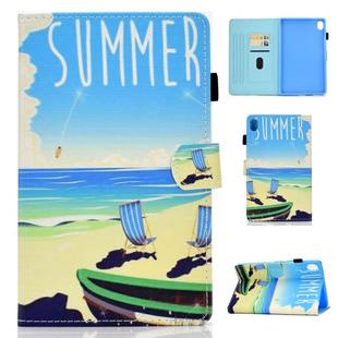 For Huawei MediaPad M6 10.8 Colored Drawing Stitching Horizontal Flip Leather Case, with Holder & Card Slots(Beach)