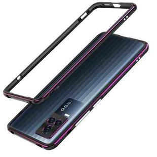 For vivo iQOO 7 Aurora Series Lens Protector + Metal Frame Protective Case(Black Purple)