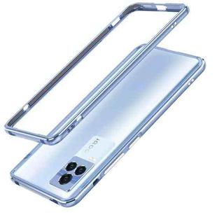 For vivo iQOO 7 Aurora Series Lens Protector + Metal Frame Protective Case(Light Blue)