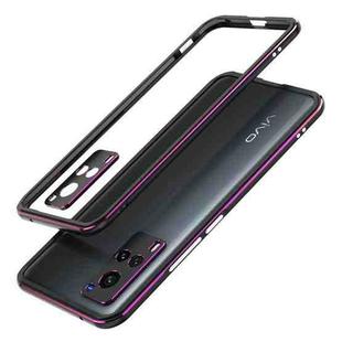 For vivo X60 Aurora Series Lens Protector + Metal Frame Protective Case(Black Purple)