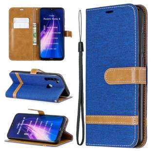 For Xiaomi Redmi Note 8 Color Matching Denim Texture Horizontal Flip Leather Case with Holder & Card Slots & Wallet & Lanyard(Royal Blue)
