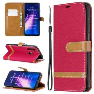 For Xiaomi Redmi Note 8 Color Matching Denim Texture Horizontal Flip Leather Case with Holder & Card Slots & Wallet & Lanyard(Red)