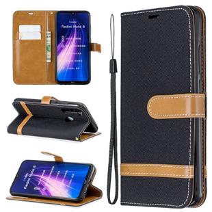 For Xiaomi Redmi Note 8 Color Matching Denim Texture Horizontal Flip Leather Case with Holder & Card Slots & Wallet & Lanyard(Black)