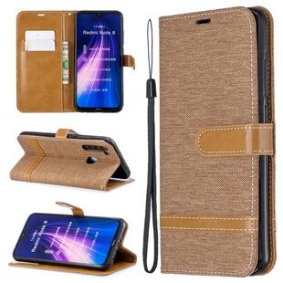 For Xiaomi Redmi Note 8 Color Matching Denim Texture Horizontal Flip Leather Case with Holder & Card Slots & Wallet & Lanyard(Brown)