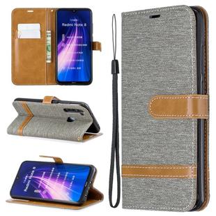 For Xiaomi Redmi Note 8 Color Matching Denim Texture Horizontal Flip Leather Case with Holder & Card Slots & Wallet & Lanyard(Grey)