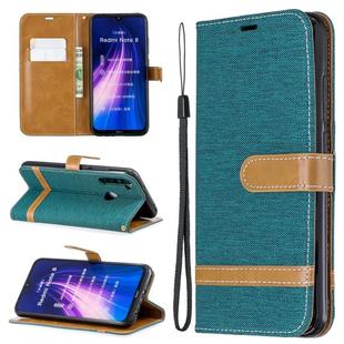 For Xiaomi Redmi Note 8 Color Matching Denim Texture Horizontal Flip Leather Case with Holder & Card Slots & Wallet & Lanyard(Green)
