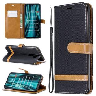 For Xiaomi Redmi Note 8 Pro Color Matching Denim Texture Horizontal Flip Leather Case with Holder & Card Slots & Wallet & Lanyard(Black)