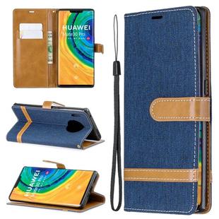 For Huawei Mate 30 Pro Color Matching Denim Texture Horizontal Flip Leather Case with Holder & Card Slots & Wallet & Lanyard(Navy)