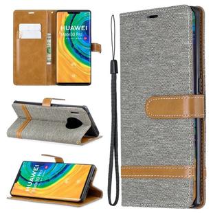 For Huawei Mate 30 Pro Color Matching Denim Texture Horizontal Flip Leather Case with Holder & Card Slots & Wallet & Lanyard(Grey)
