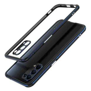 Aurora Series Lens Protector + Metal Frame Protective Case For OPPO Reno5 Pro(Black Blue)