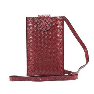 Braided Packing Simple High-end Mobile Phone Bag with Lanyard, Suitable for 6.7 inch Smartphones(Maroon)