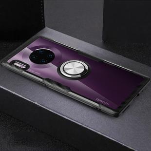 For Huawei Mate 30 Pro Shockproof TPU + Acrylic Protective Case with Metal Ring Holder(Silver Black)