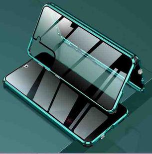 For Samsung Galaxy S21+ 5G Four-corner Shockproof Anti-peeping Magnetic Metal Frame Double-sided Tempered Glass Case(Green)