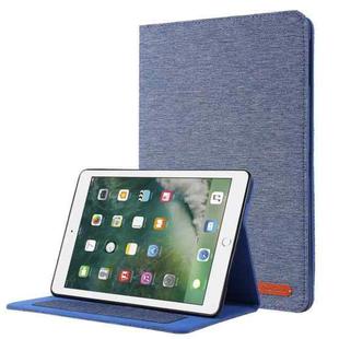 Horizontal Flip TPU + Fabric PU Leather Protective Case with Name Card Clip For iPad 9.7 (2017/2018) & iPad Air & Air2 & iPad Pro 9.7(Dark Blue)